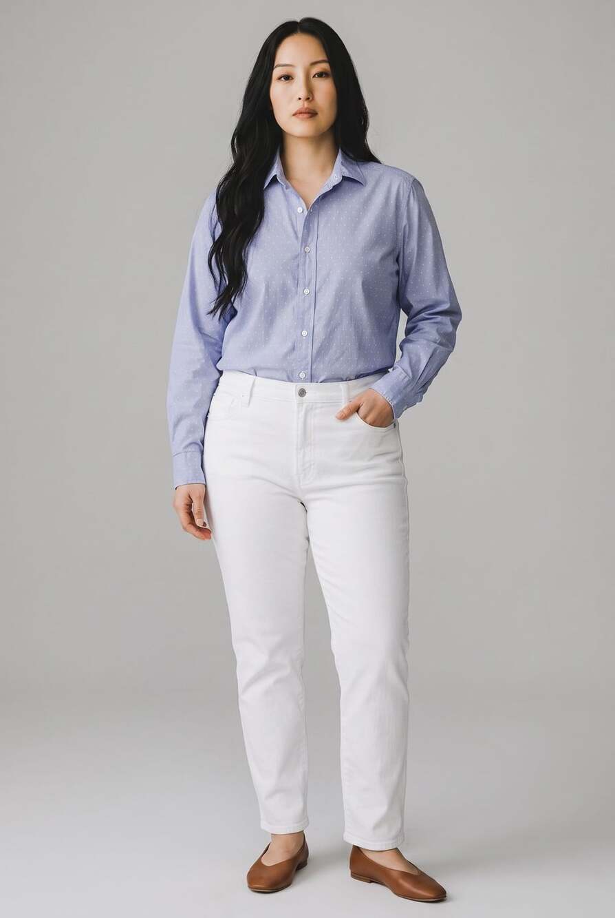 Frank & Eileen Blue & White Dot Long Sleeve Button-Up Shirt